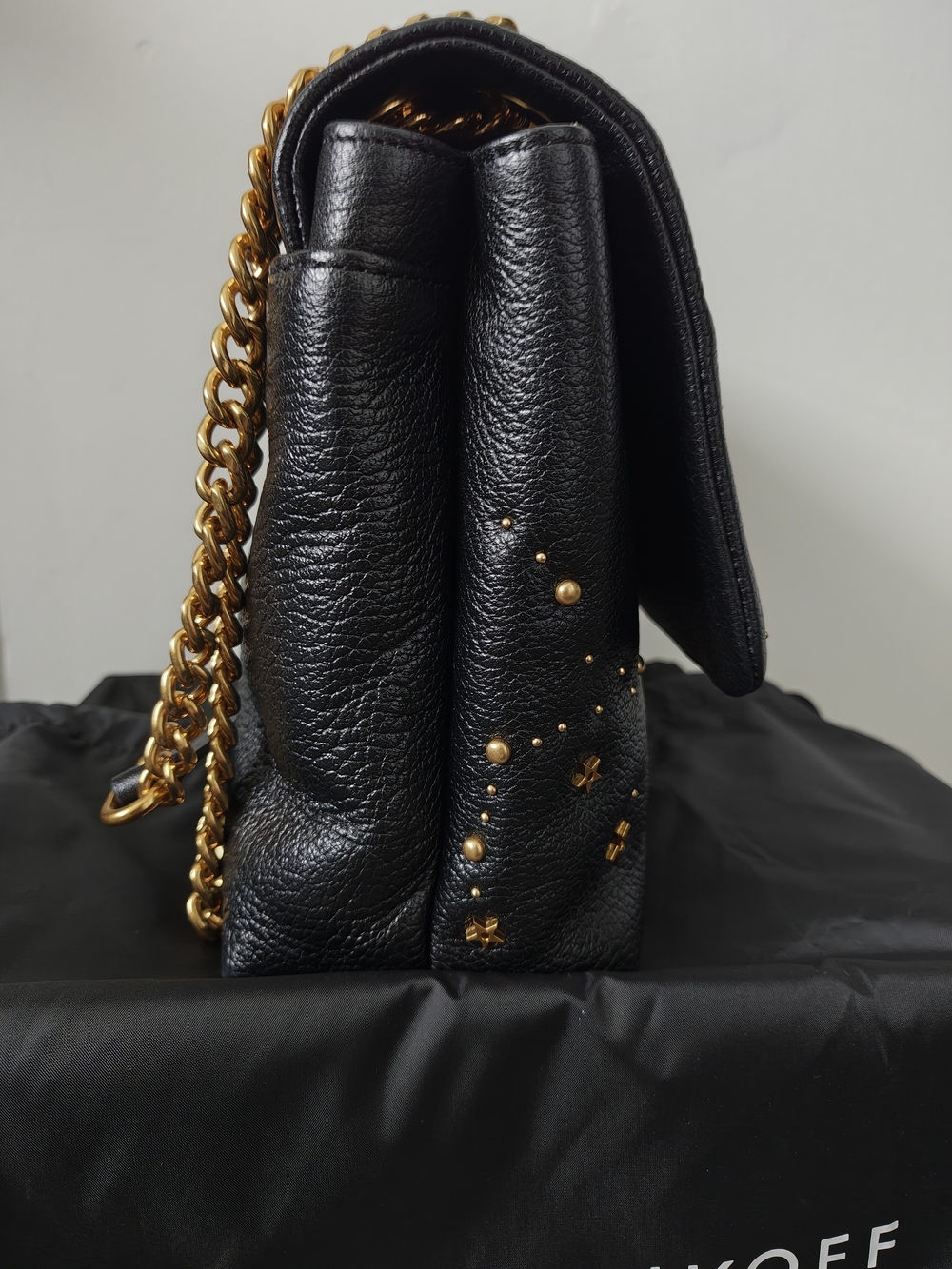 Rebecca Minkoff Black Leather Edie Flap Shoulder Bag with Celestial Studs - Picture 8 of 10